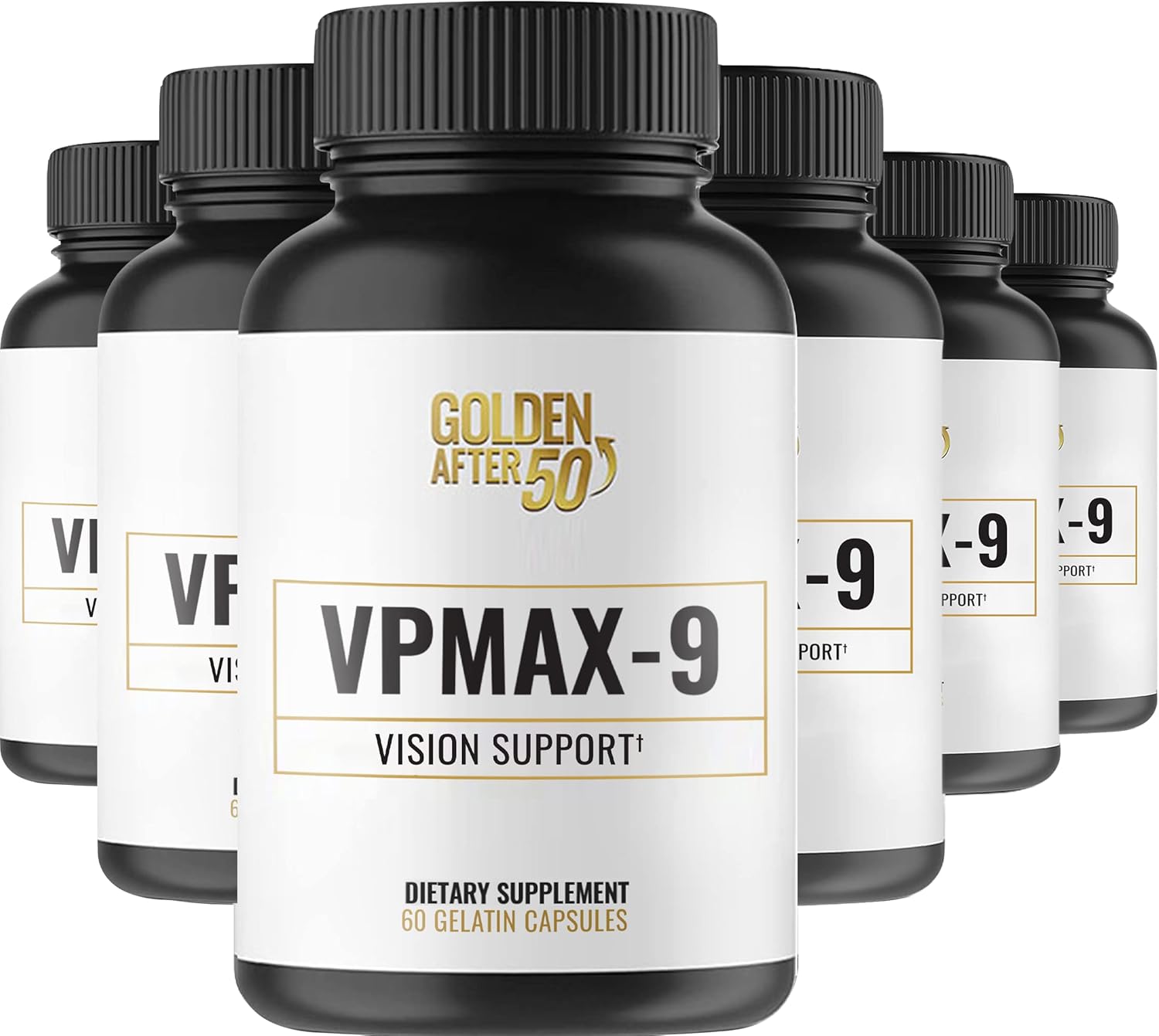 6 Bottles Golden After 50 VpMax-9 Eye Vitamin Supplement with Lutein, Lycopene, and Bilberry Extract