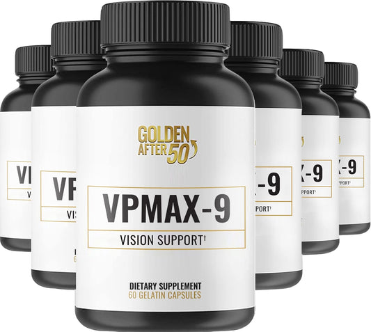 6 Bottles Golden After 50 VpMax-9 Eye Vitamin Supplement with Lutein, Lycopene, and Bilberry Extract