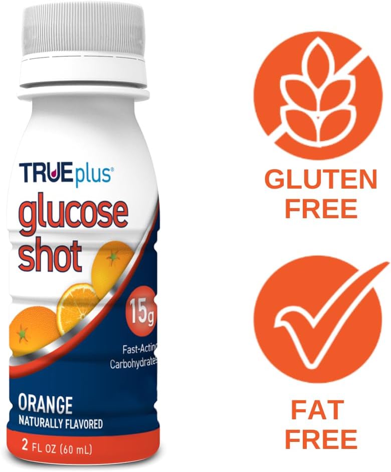 6 Bottles TRUEplus Orange Flavored Glucose Shots - Convenient Blood Sugar Support