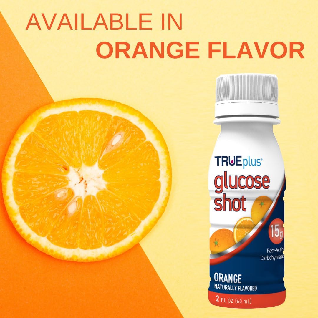6 Bottles TRUEplus Orange Flavored Glucose Shots - Convenient Blood Sugar Support