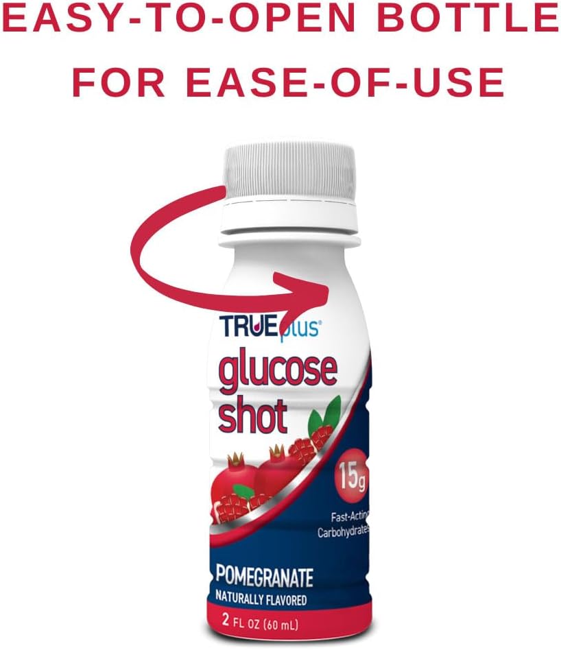 6 Bottles TRUEplus Pomegranate Flavored Glucose Shots for Quick Energy Boost
