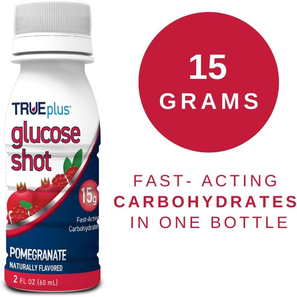 6 Bottles TRUEplus Pomegranate Flavored Glucose Shots for Quick Energy Boost