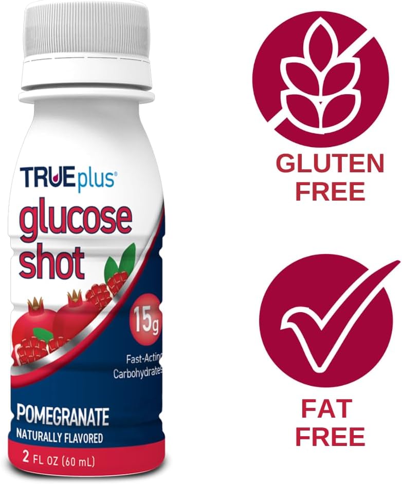 6 Bottles TRUEplus Pomegranate Flavored Glucose Shots for Quick Energy Boost