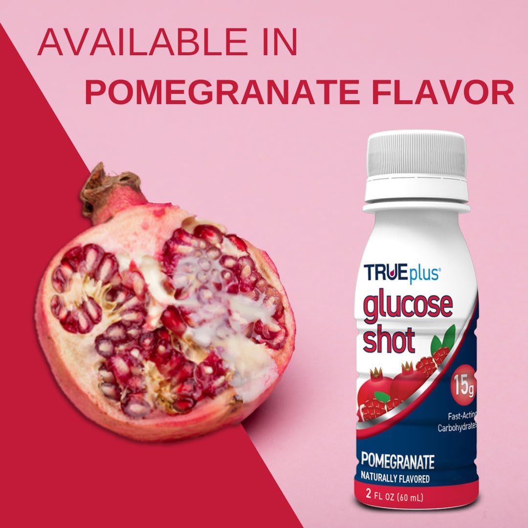 6 Bottles TRUEplus Pomegranate Flavored Glucose Shots for Quick Energy Boost
