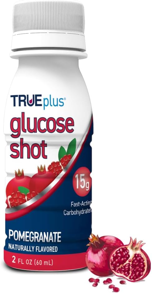 6 Bottles TRUEplus Pomegranate Flavored Glucose Shots for Quick Energy Boost