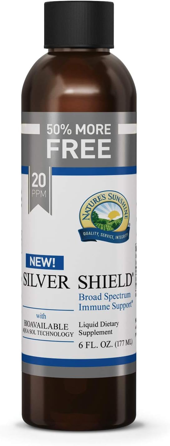 6 Fl Oz Nature's Sunshine Silver Shield Liquid | Immune Support Colloidal Silver with Aqua Sol Technology for Protection