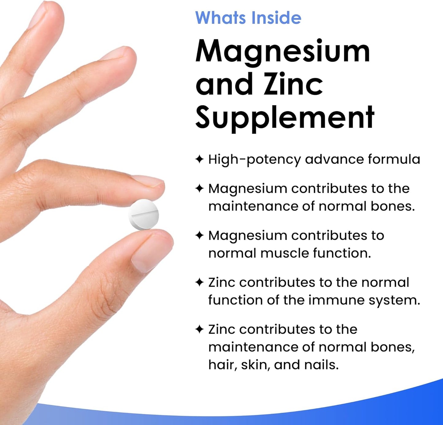 6-Month Supply of High Absorbency Magnesium and Zinc Supplement for Muscle, Bones, and Immune Health - 365 Vegan, Non-GMO, Gluten-Free Tablets