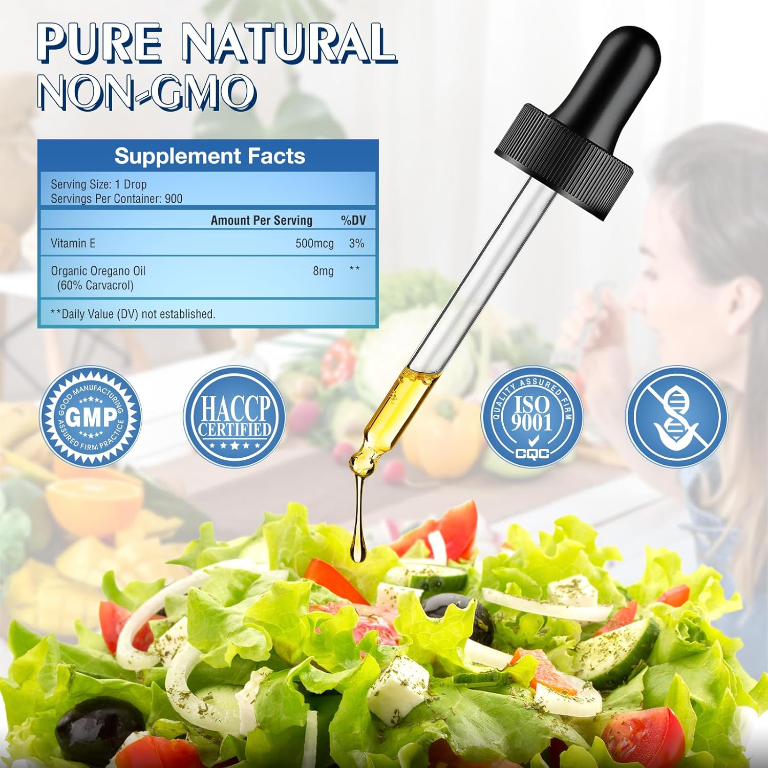 6 Month Supply Oregano Oil Liquid Drops with Carvacrol for Immune Support & Digestive Health