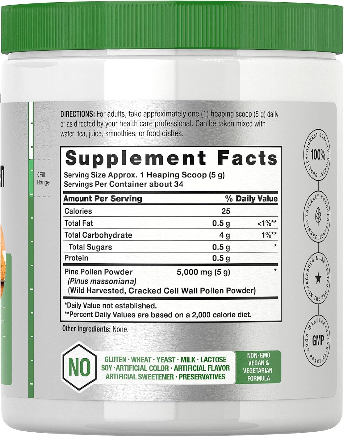 6 oz Horbäach Pine Pollen Powder - Non-GMO, Vegetarian & Gluten Free - Nature's Superfood Supplement