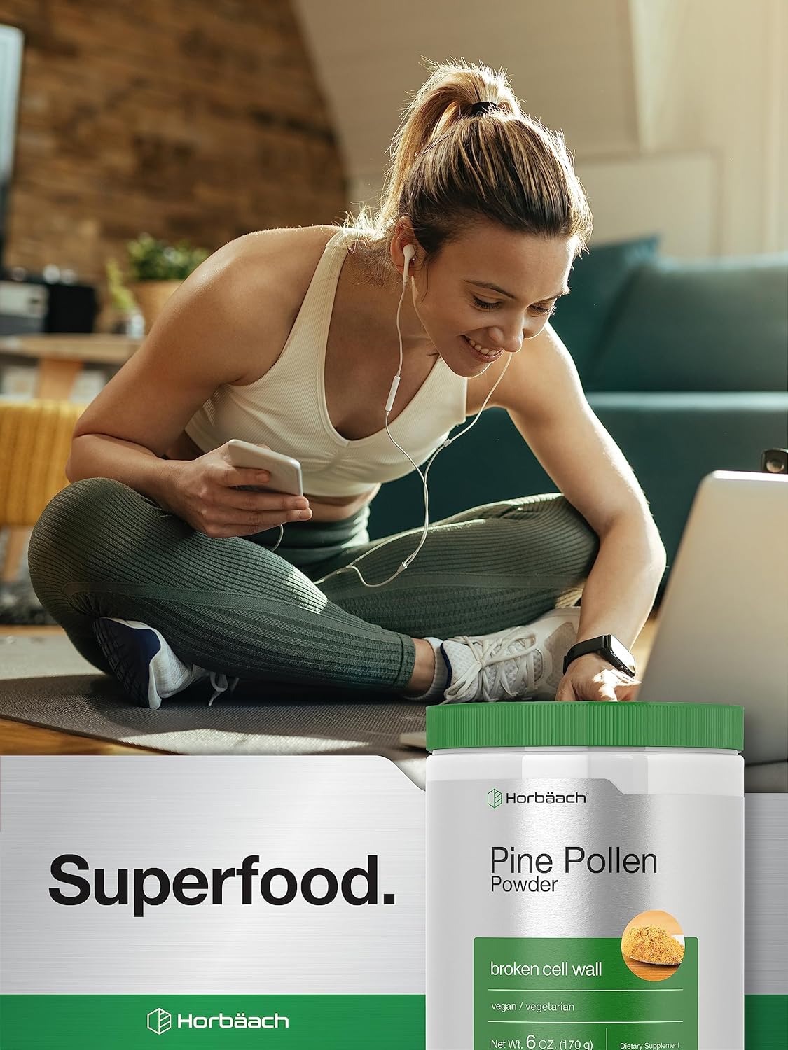 6 oz Horbäach Pine Pollen Powder - Non-GMO, Vegetarian & Gluten Free - Nature's Superfood Supplement