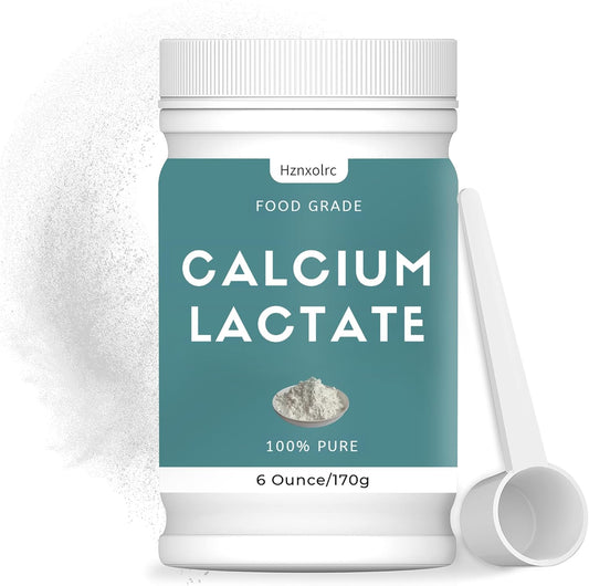 6 oz Pure Calcium Lactate Powder - Food-Grade Bone Health Support for Dairy, Breads, Pastries - Neutralizes Acidity, Preserves Freshness.