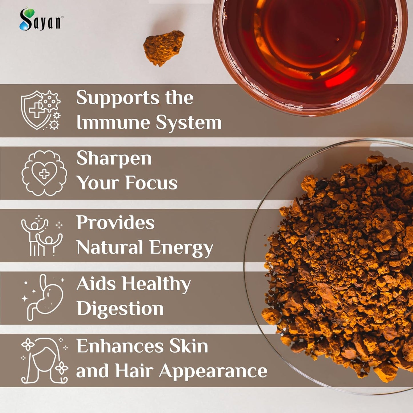 6 oz Sayan Siberian Raw Coarse Chaga Powder - Premium Antioxidant Tea for Immune Support - Non-GMO Wild Forest Harvested