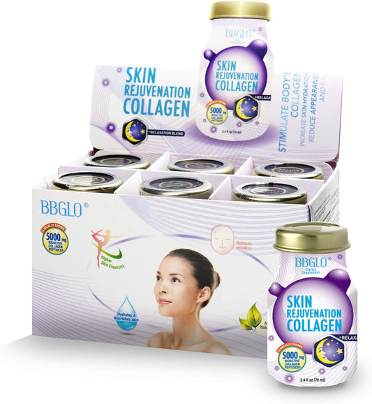 6-Pack BBGLO® Skin Rejuvenation Collagen Drink for Anti-Aging & Relaxation - 2.4 fl. Oz Bottles