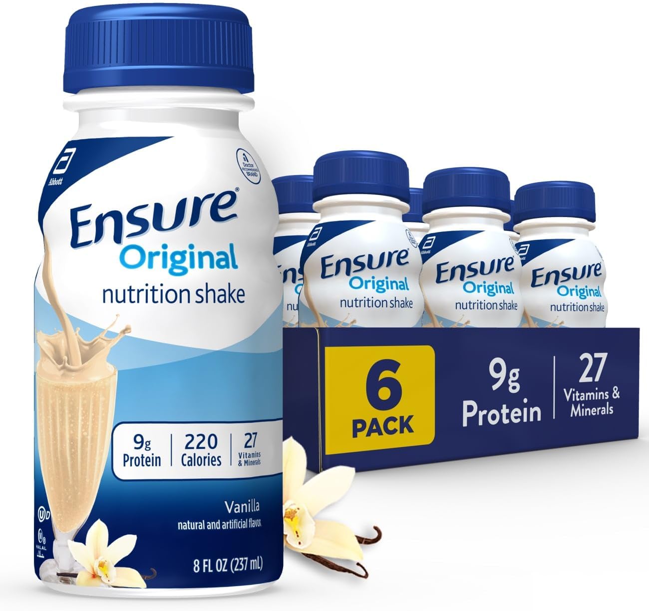 6 Pack Ensure Original Vanilla Nutrition Shake: Meal Replacement Shake for Balanced Nutrition