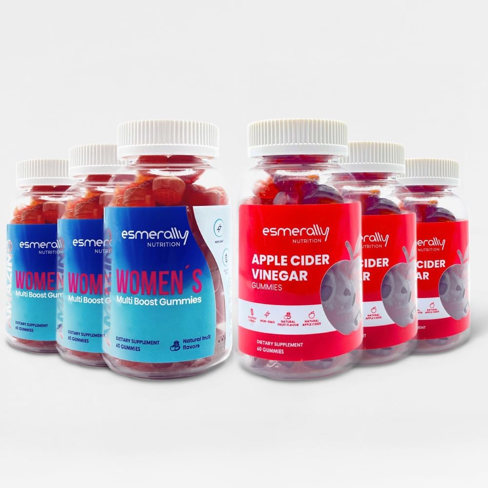 6-Pack Esmerally Women's Multivitamin Gummies with Apple Cider Vinegar - 360 Count - Natural Fruit Flavor - Gluten Free & Non GMO - Women's Vitamins