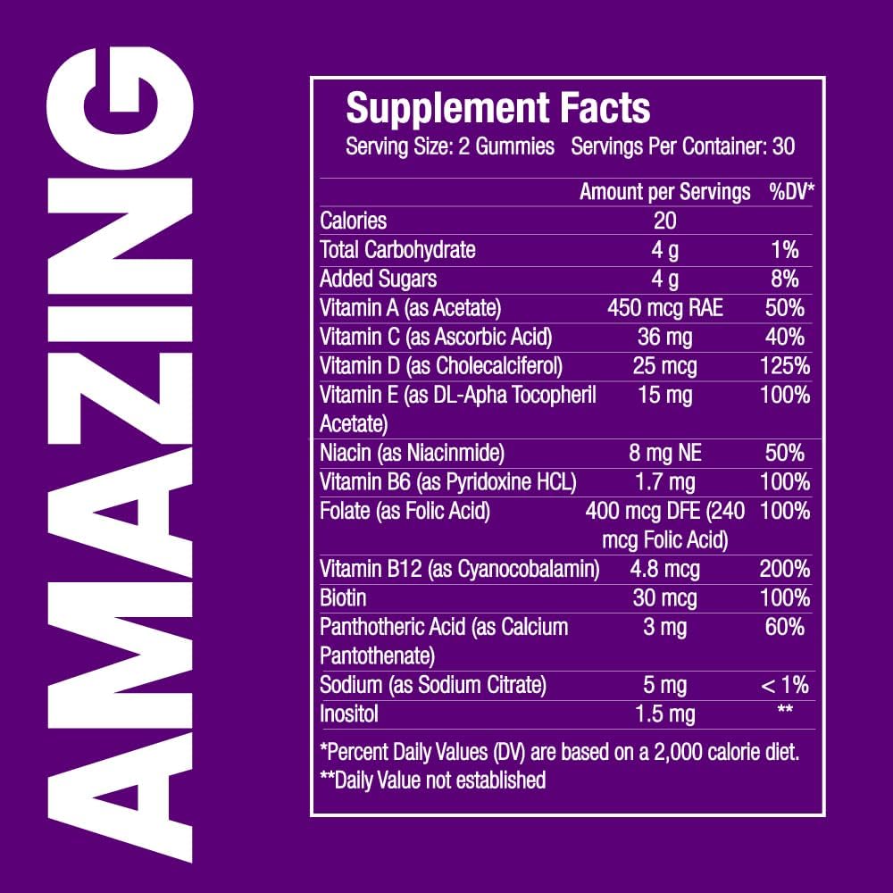 6-Pack Esmerally Women's Multivitamin Gummies with Apple Cider Vinegar - 360 Count - Natural Fruit Flavor - Gluten Free & Non GMO - Women's Vitamins