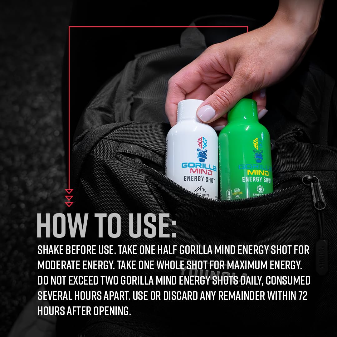 6-Pack Gorilla Mind Gorilla Mode Energy Shots - Sugar-Free Energy Shots with Vitamins & Natural Extracts for Focus & Energy - Fast-Acting Potent Formula (Orange Rush)