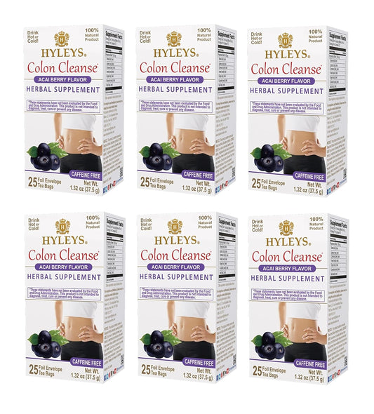 6-Pack Hyleys Colon Cleanse Tea with Acai Berry Flavor - 150 Tea Bags