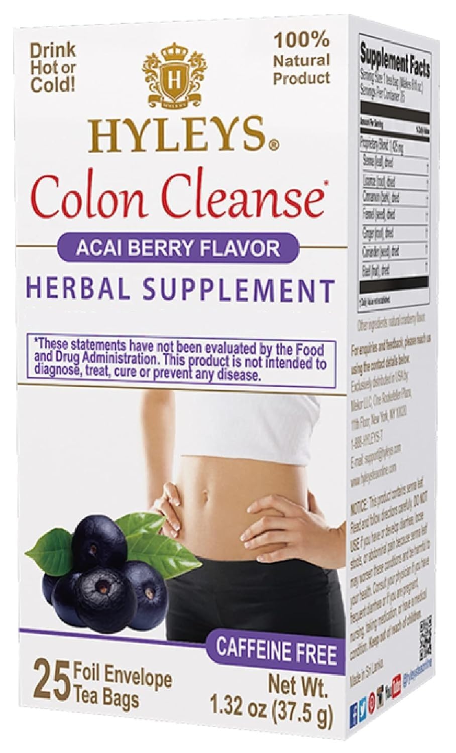 6-Pack Hyleys Colon Cleanse Tea with Acai Berry Flavor - 150 Tea Bags