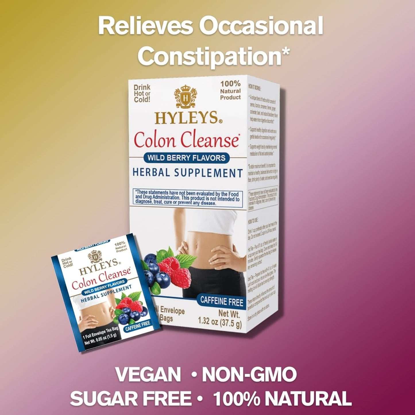 6-Pack Hyleys Colon Cleanse Tea with Acai Berry Flavor - 150 Tea Bags