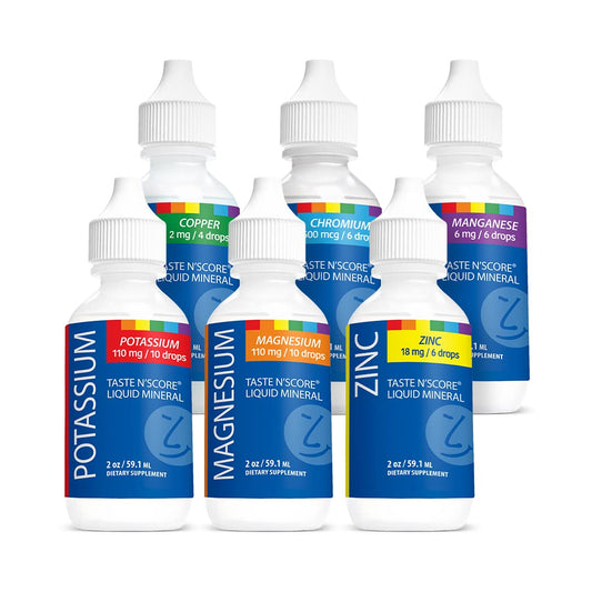 6-Pack Liquid Mineral Kit: SENSEable Supplements Lyte Balance Taste N' Score - Potassium, Zinc, Manganese, Copper, Chromium, Magnesium - 100% Pure Dietary Supplements