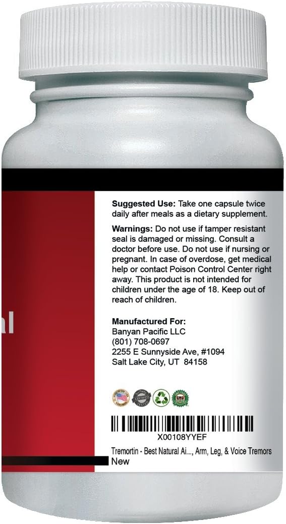 6-Pack Tremortin: Top Natural Relief for Essential Tremor - Helps with Shaky Hands, Arms, Legs, & Voice Tremors