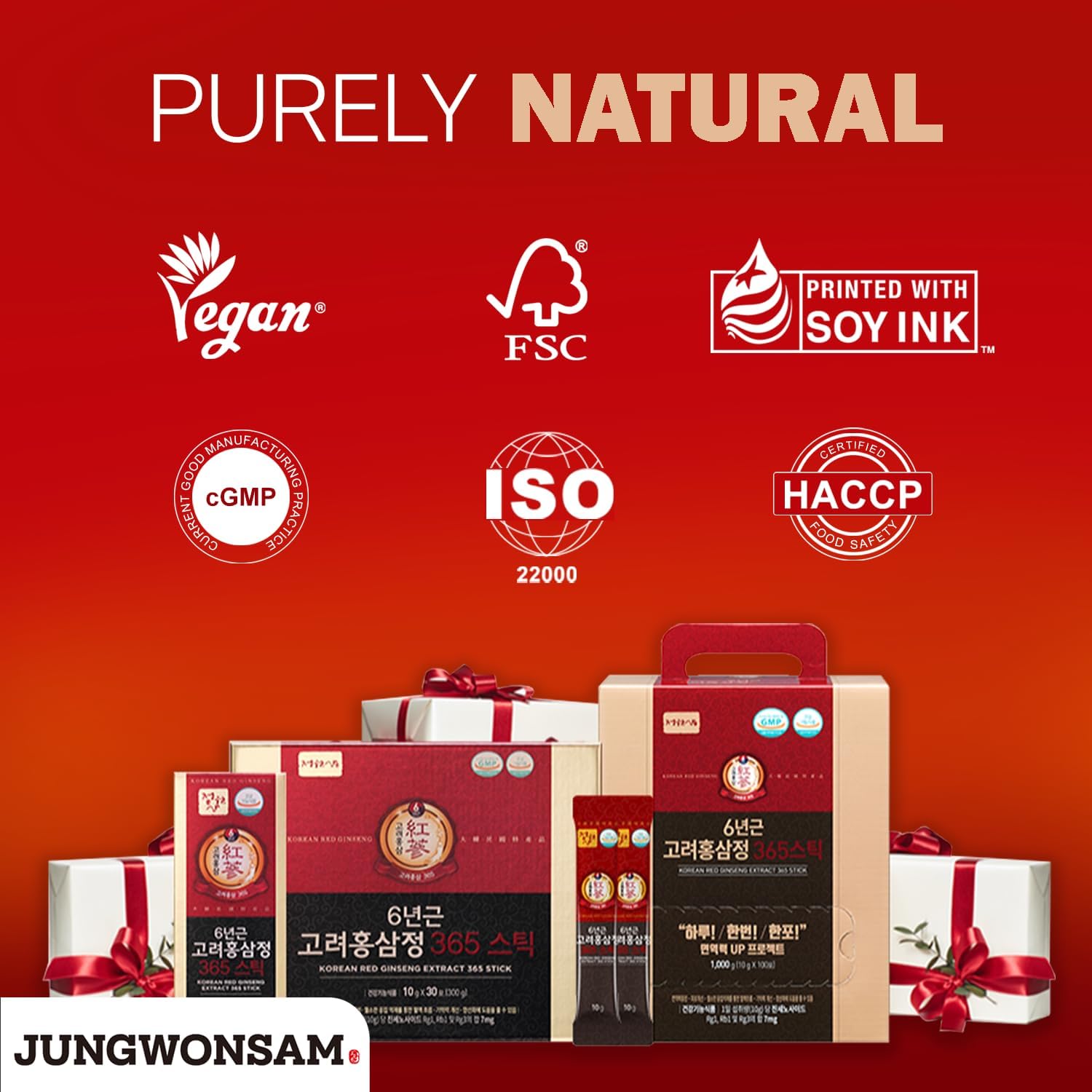 6-Year Korean Red Ginseng Extract 365 Sticks | Vegan | 7mg Ginsenosides | Energy Focus Immune Support | 100-Day Supply
