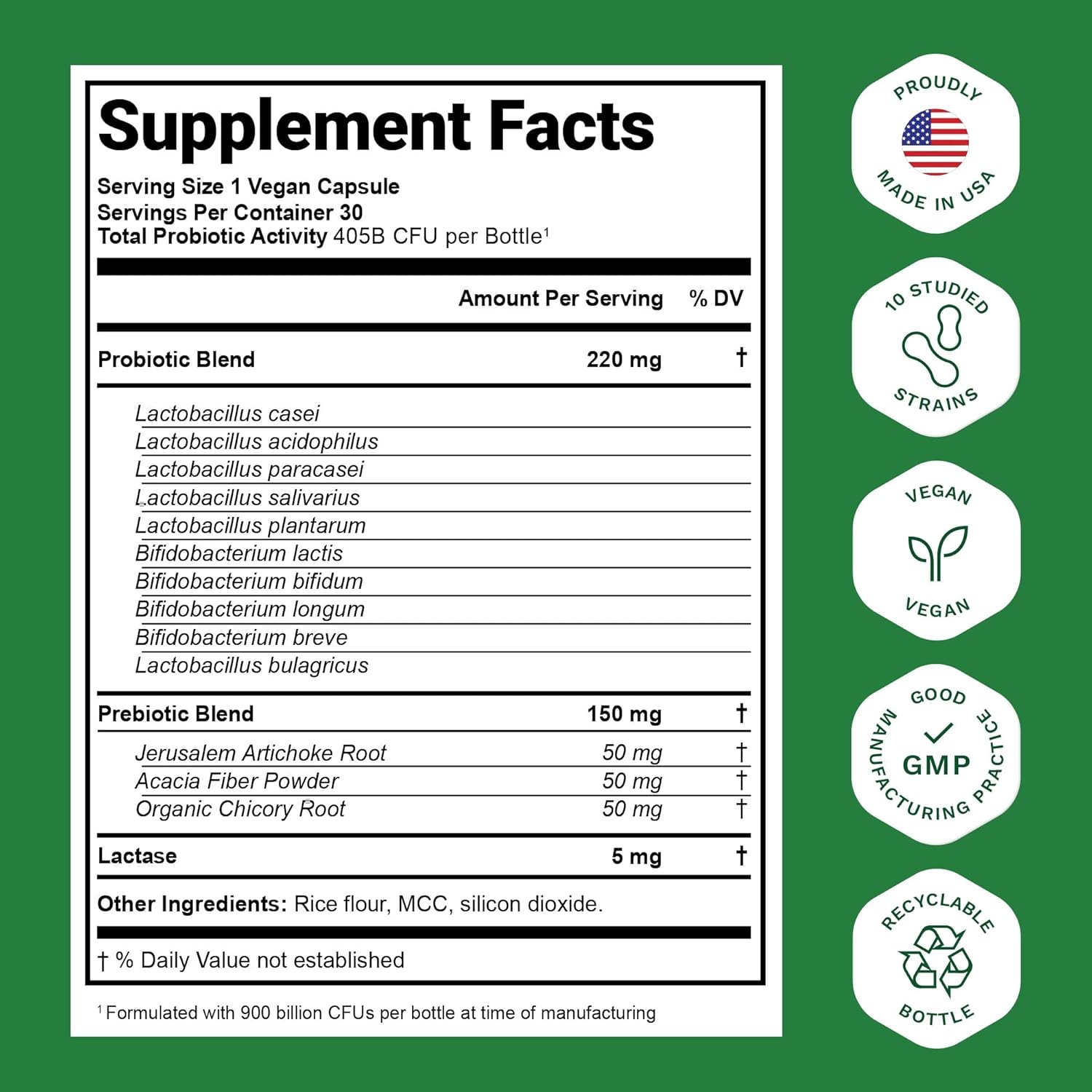60 Billion CFU Probiotic for Men and Women - Digestive & Immune Support with Prebiotics, Gut Health Supplement - 30 Capsules