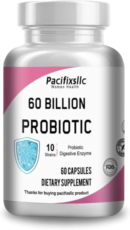 60 Billion Probiotic Capsules by Pacifixsllc: Advanced Delivery System for Immune Support & Digestive Wellness in Men & Women