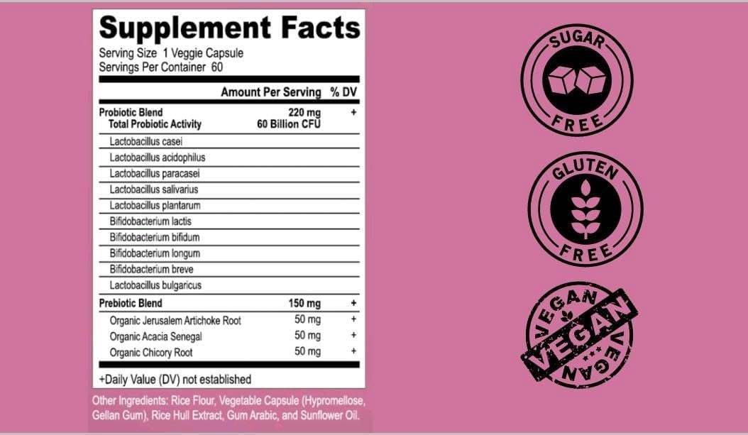 60 Billion Probiotic Capsules by Pacifixsllc: Advanced Delivery System for Immune Support & Digestive Wellness in Men & Women