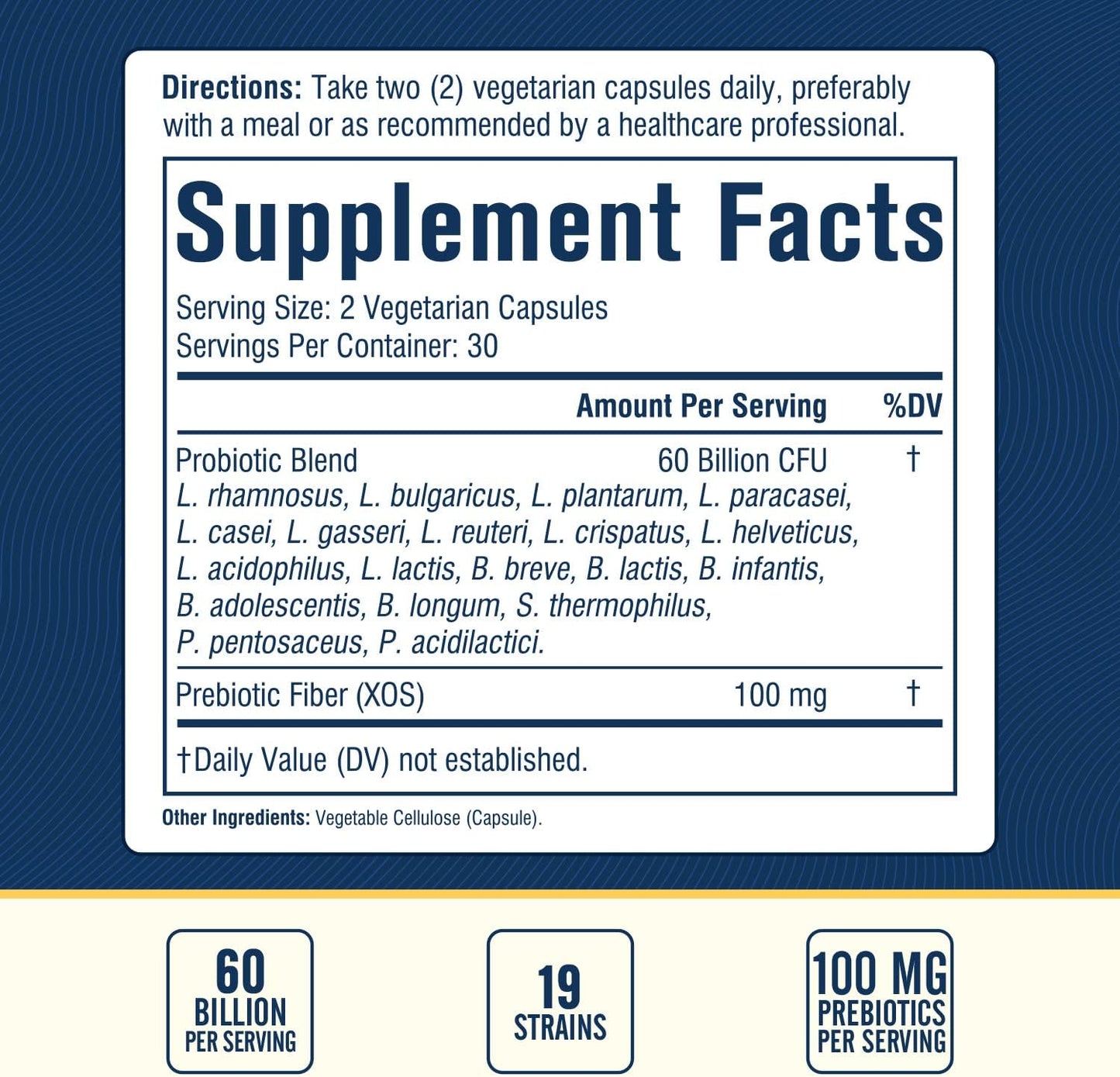 60 Billion Probiotic with 19 Strains & Organic Prebiotic for Digestive & Immune Health - Vegan Capsules, Non-GMO & Dairy-Free