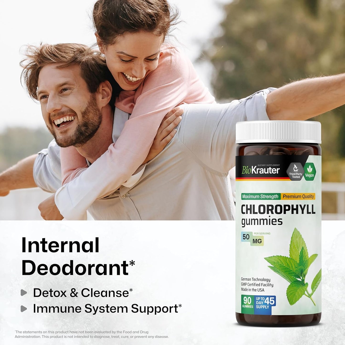60 BIO KRAUTER Lung Support Gummies + 90 Chlorophyll Gummies for Respiratory Health