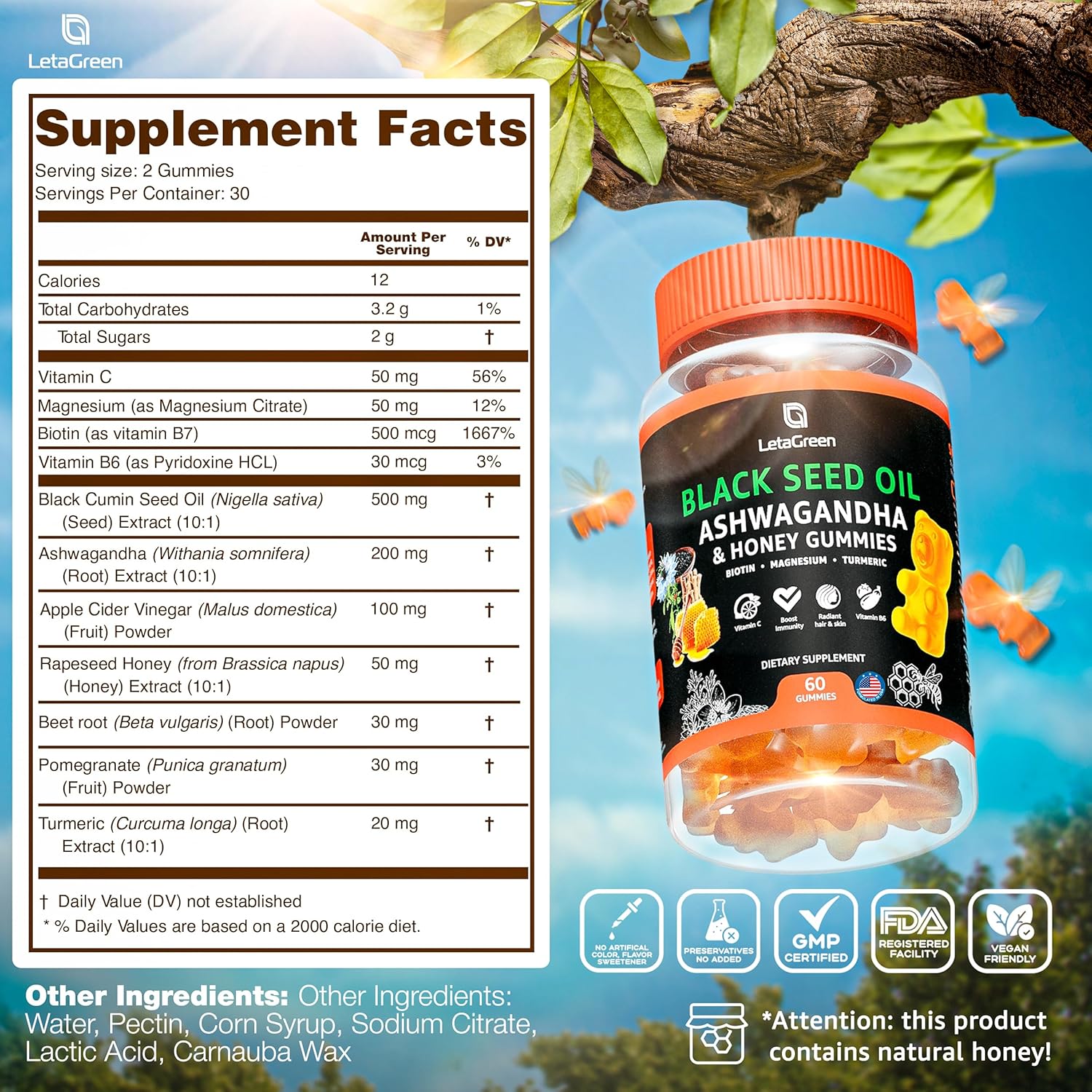 60 Black Seed Gummies + 120 Sea Moss Capsules Immune Support Bundle with Vitamins and Minerals