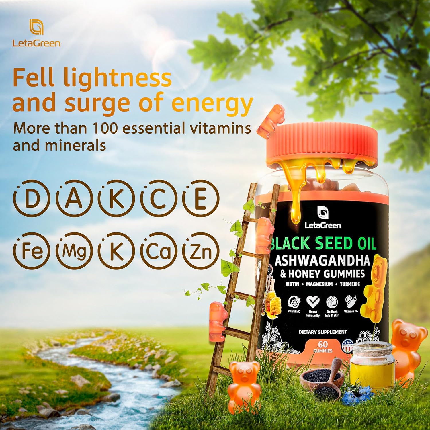 60 Black Seed Gummies + 120 Sea Moss Capsules Immune Support Bundle with Vitamins and Minerals