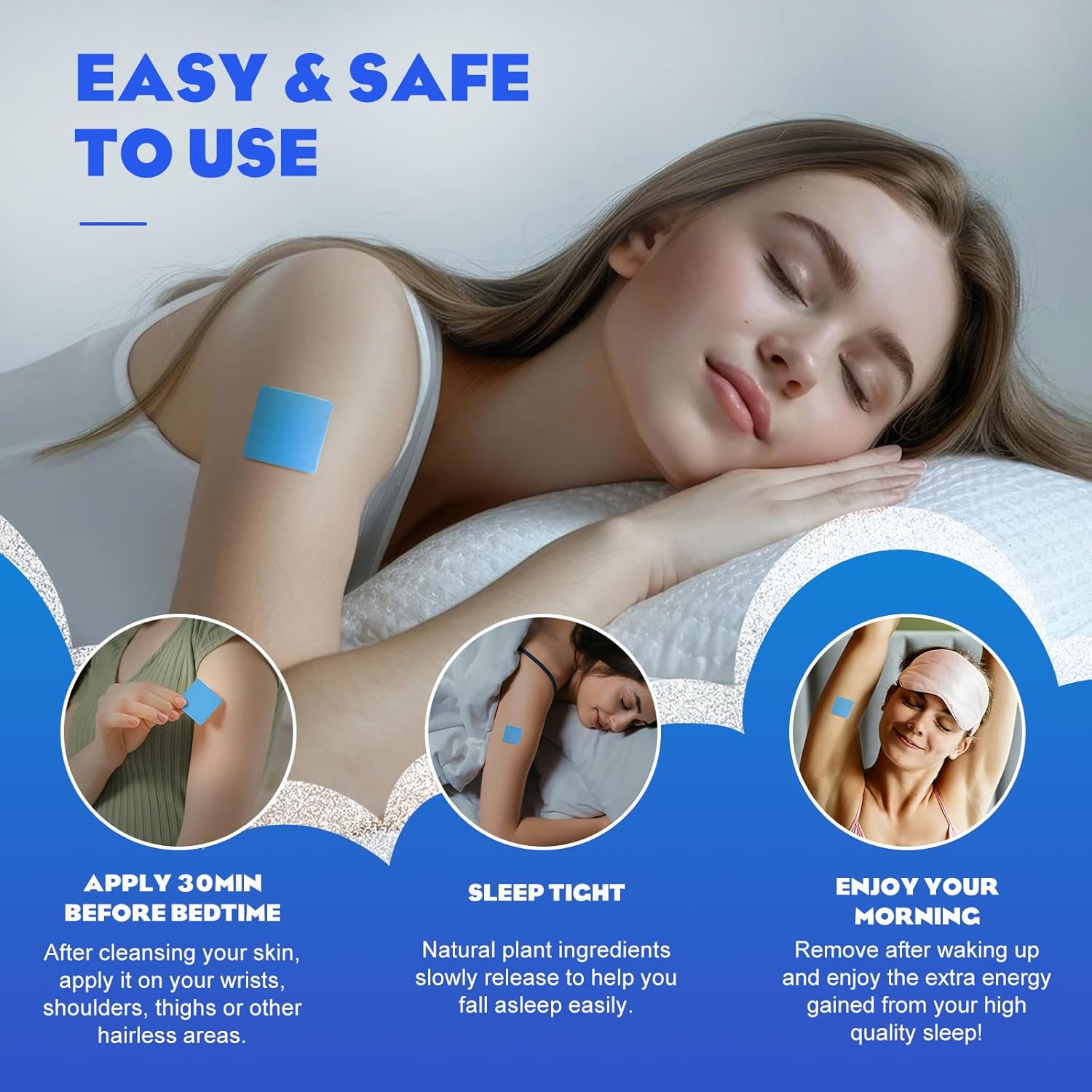 60 Blue Bell Sleep Patches for Adults - Natural Plant Ingredients, Skin-Friendly and Long-Lasting Sleep Aid