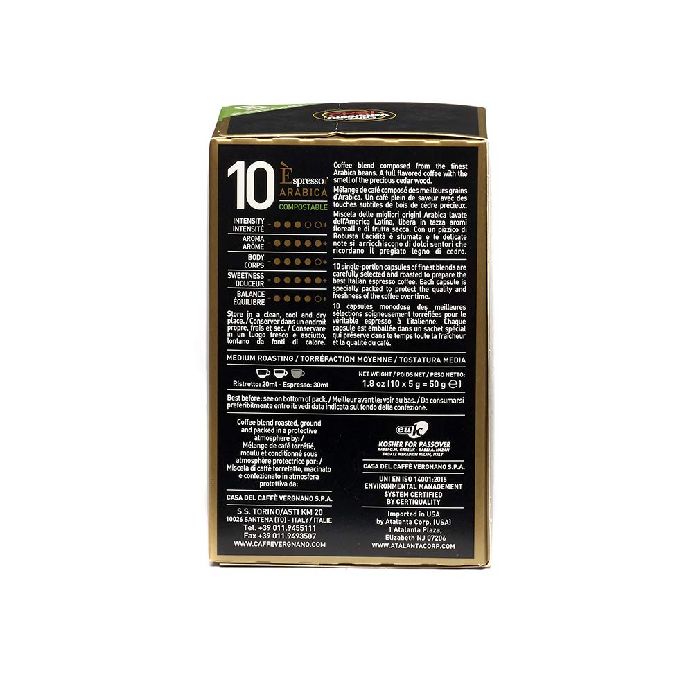 60 Caffe Vergnano 1882 Arabica Nespresso Compatible Capsules