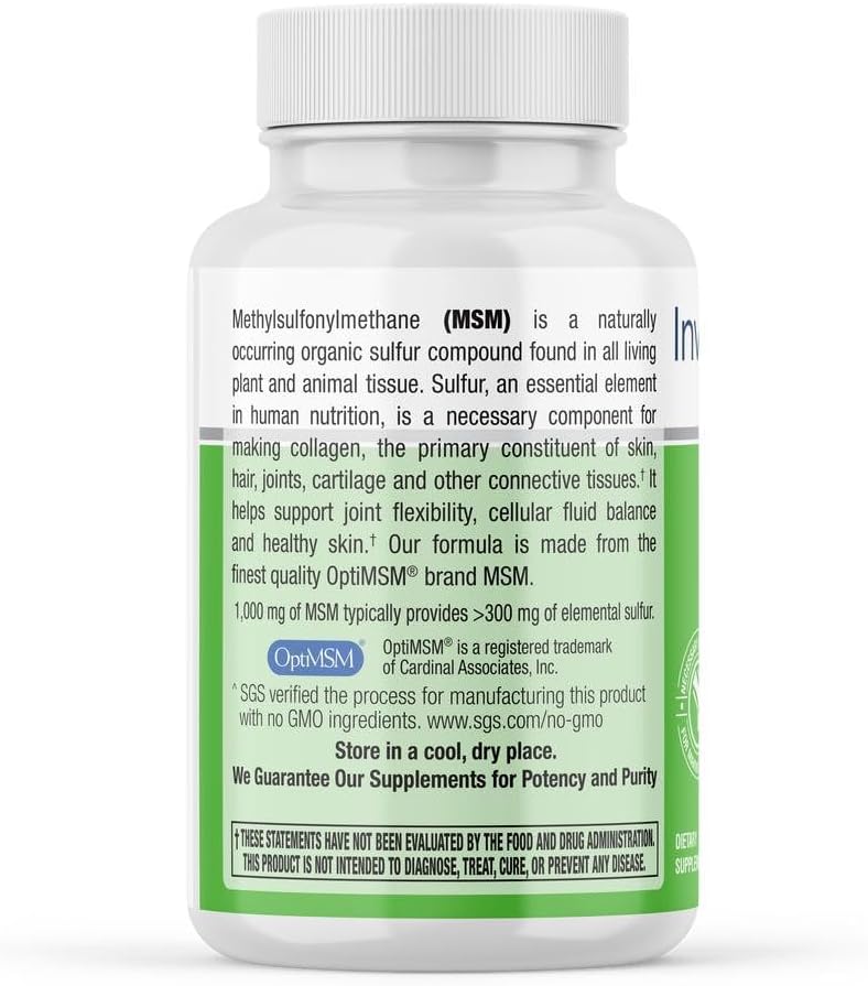 60 Caplets of INVIGOFLEX MSM Methylsulfonylmethane Supplement for Joint Health