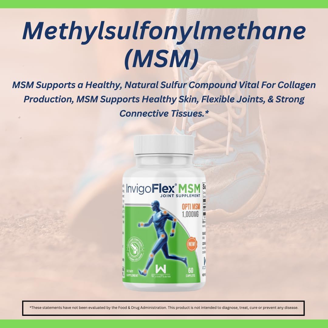 60 Caplets of INVIGOFLEX MSM Methylsulfonylmethane Supplement for Joint Health