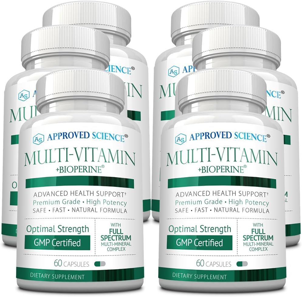 60 Capsules Approved Science Multi-Vitamin with Full-Spectrum B-Vitamins, Green Tea, Lutein, Lycopene, Zeaxanthin, BioPerine - 6 Month Supply