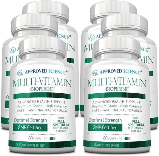 60 Capsules Approved Science Multi-Vitamin with Full-Spectrum B-Vitamins, Green Tea, Lutein, Lycopene, Zeaxanthin, BioPerine - 6 Month Supply