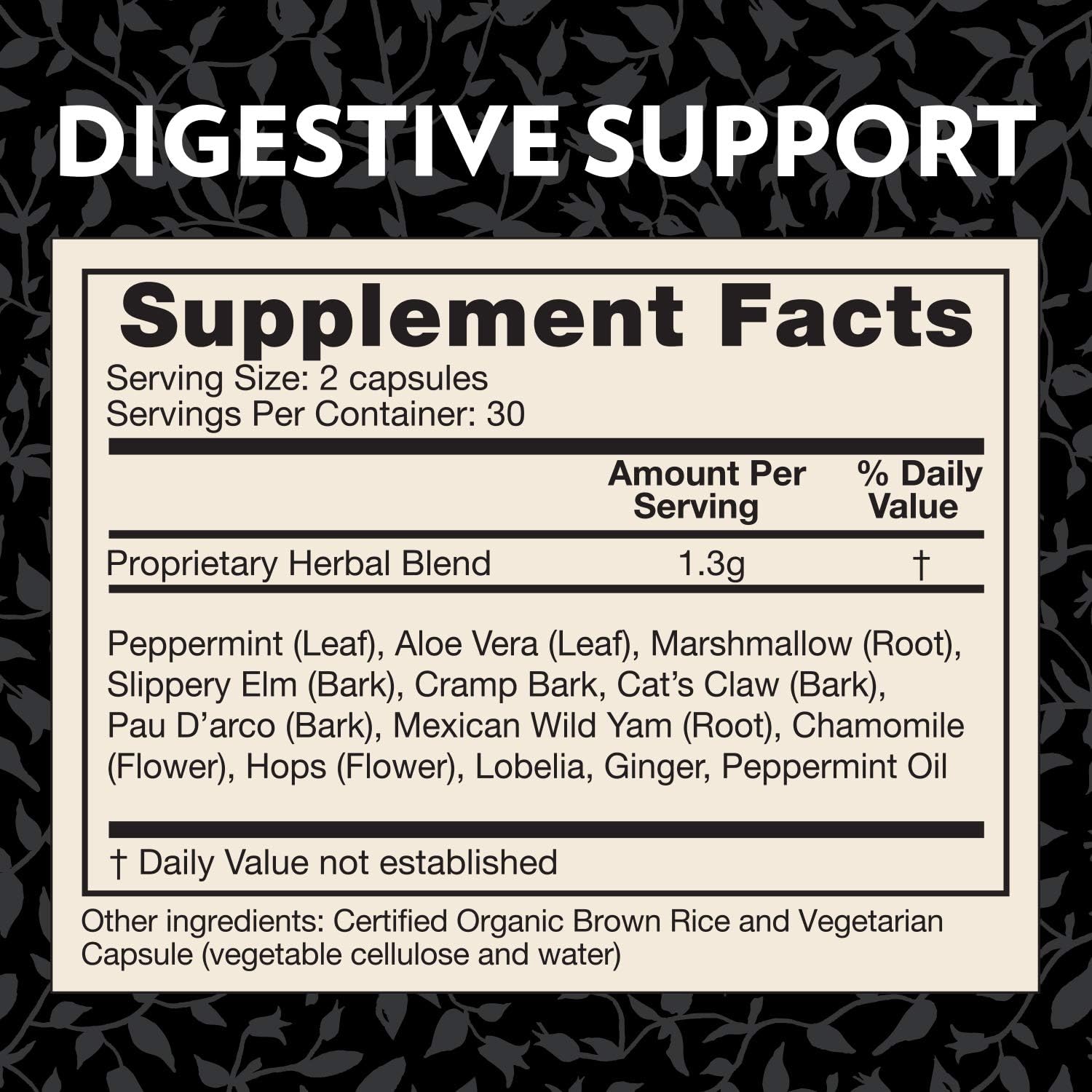 60 Capsules Crystal Star Digestive Support Supplement with Peppermint, Aloe Vera, Slippery Elm & Ginger - Herbal Gut Health Aid for Gas & Bloating - Non-GMO Formula - BoostGo Australia