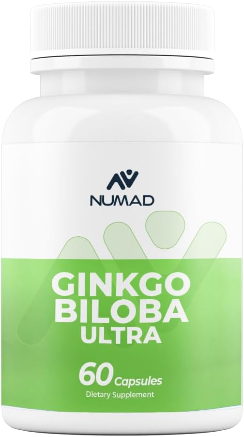 60 Capsules NUMAD Extra Strength Memory & Focus Brain Support Supplement with Ginseng (600mg) & Ginkgo Biloba (120mg) Nootropics