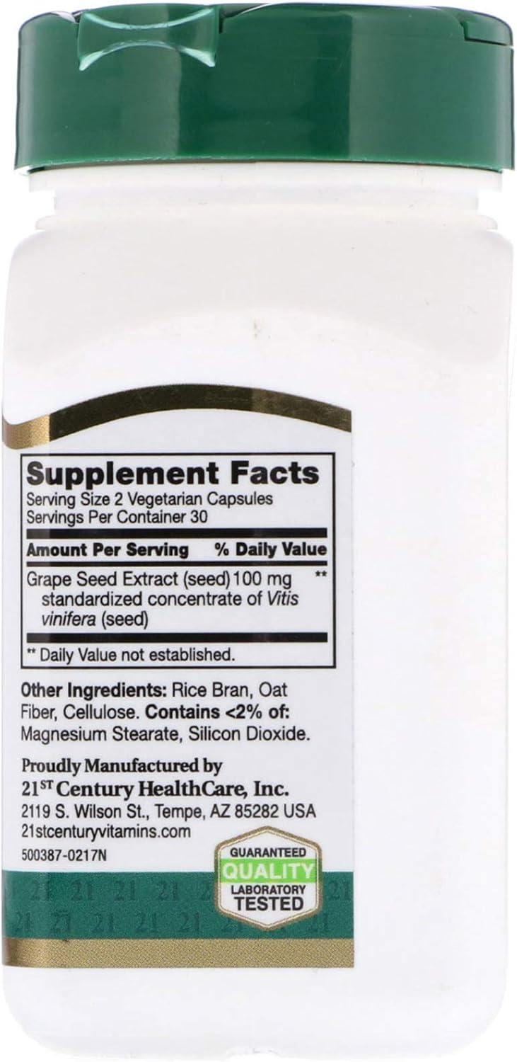 60 Capsules of 21st Century Grape Seed Extract for Antioxidant Support