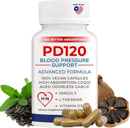 60 Capsules of Black Garlic Extract with COQ10 for Blood Pressure Support - PD120 Blood Pressure Supplements