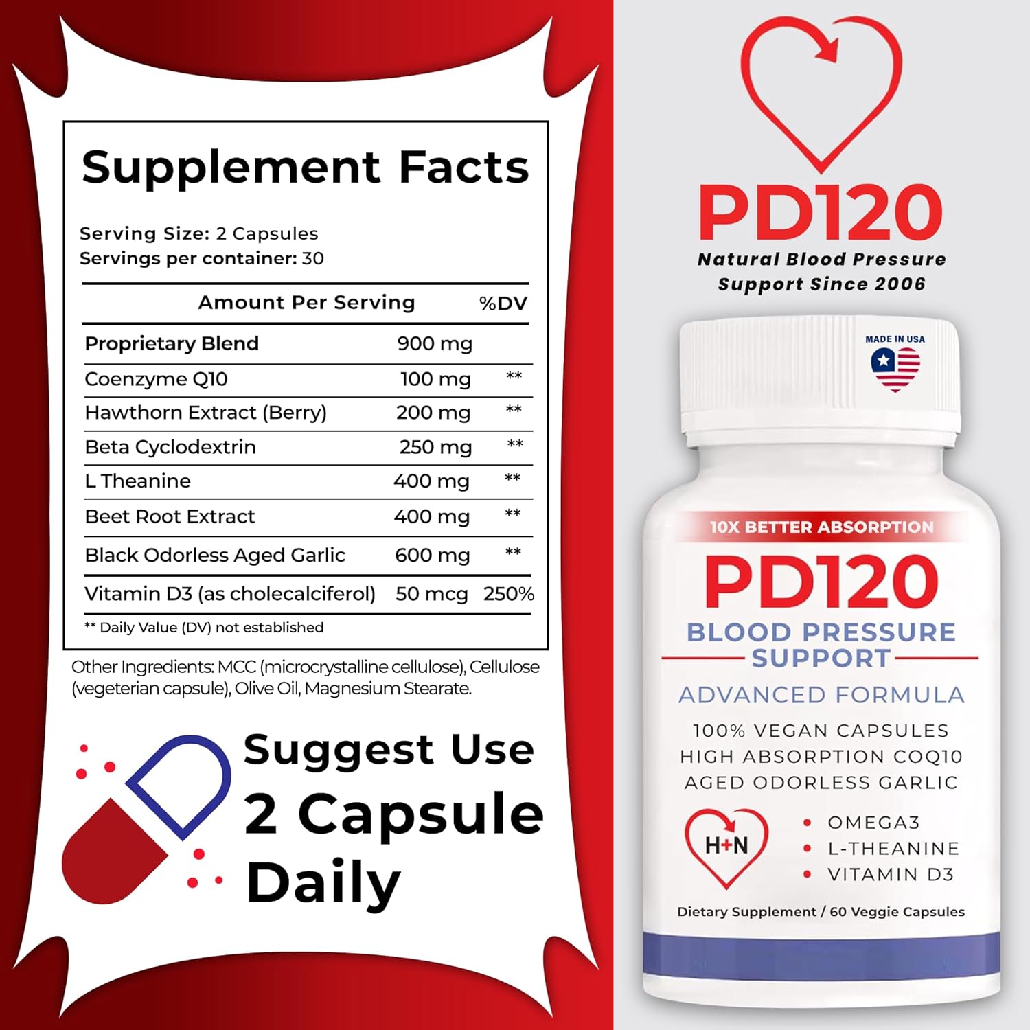 60 Capsules of Black Garlic Extract with COQ10 for Blood Pressure Support - PD120 Blood Pressure Supplements