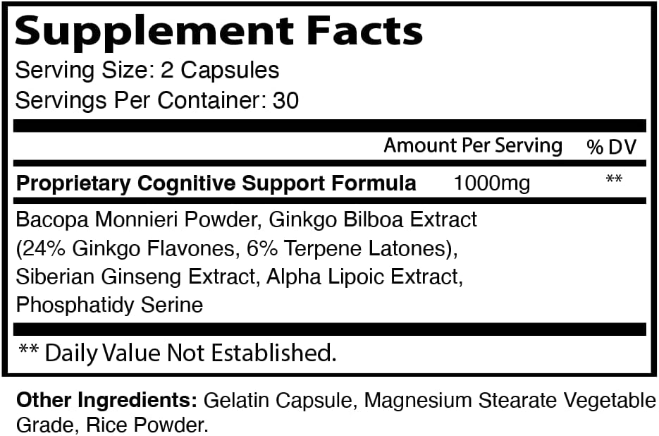 60 Capsules of Cognigence Focus Nootropic Memory Booster for Optimal Performance