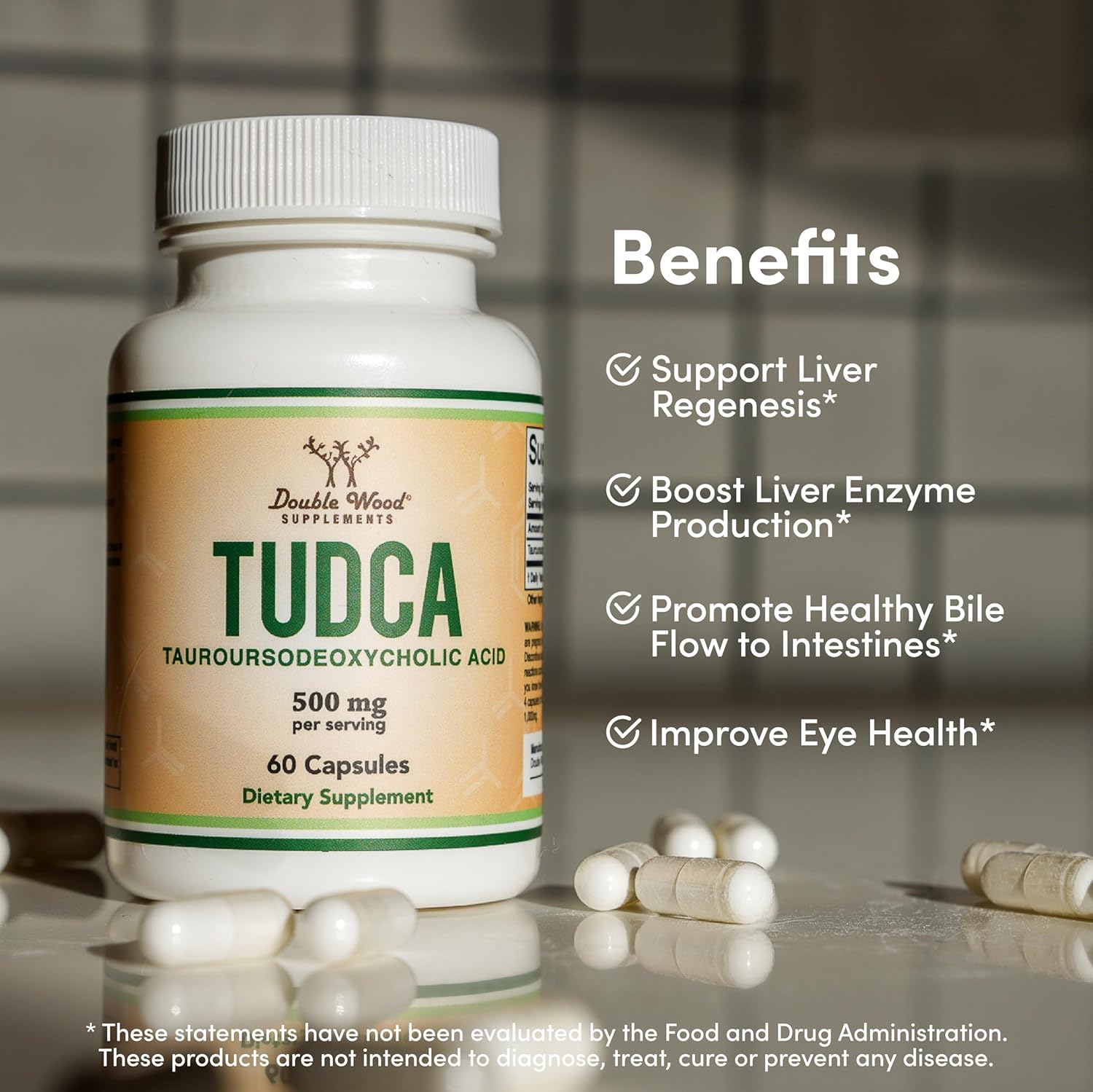 60 Capsules of Double Wood Supplements TUDCA Bile Salts & 100 Capsules of Magnesium L Threonate (Magtein)