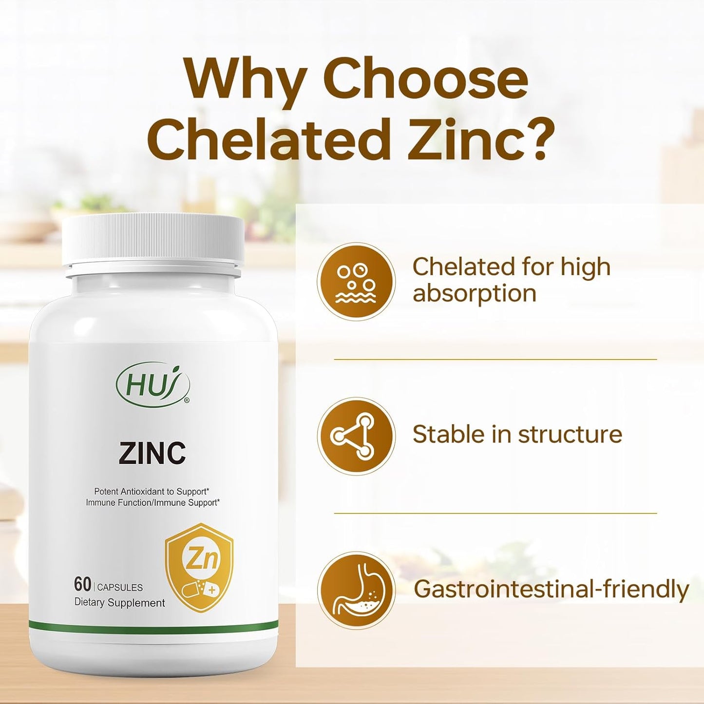 60 Capsules of HUJ Zinc: Powerful Antioxidant for Immune System Boost