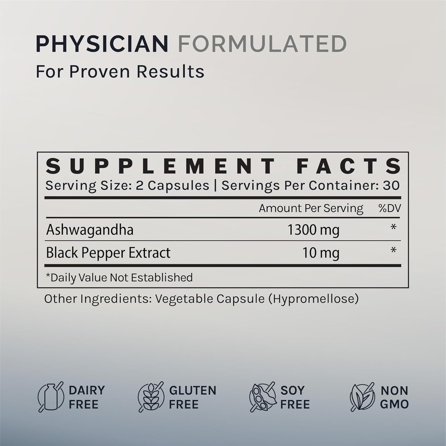 60 Capsules of InfiniWell Ashwagandha for Stress & Mental Clarity - 1300MG Dietary Supplement for Stress & Mood Support