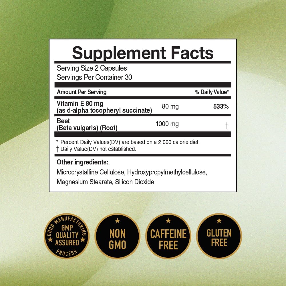 60 Capsules of JungKwanJang Beet Root with Vitamin E - Natural Energy and Antioxidant Support Supplement
